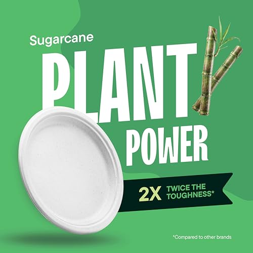 100% Compostable Disposable Paper Plates [125-Pack] - (PFAS-Free) - [10 Inch] Heavy Duty, Eco-Friendly, Biodegradable Bagasse Dinner Plates - Natural Brown 10" Plate by Stack Man (BPI Certified)