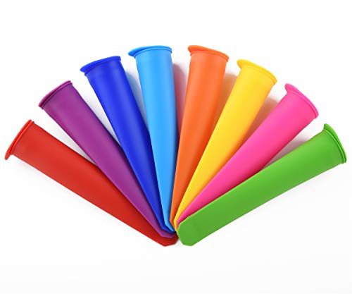 Silicone Ice Pop Molds,Popsicle Maker Molds,8 Vibrant Colors,Set of 8