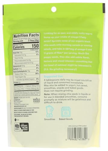 365 by Whole Foods Market, Organic Black Chia Seeds, 15 Ounce