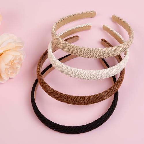 AIBFRID Headbands for Women Thin Knitted Hairbands Fashion Non Slip Headband for Women's Hair Cute Solid Colors Hair Accessories 4 PCS