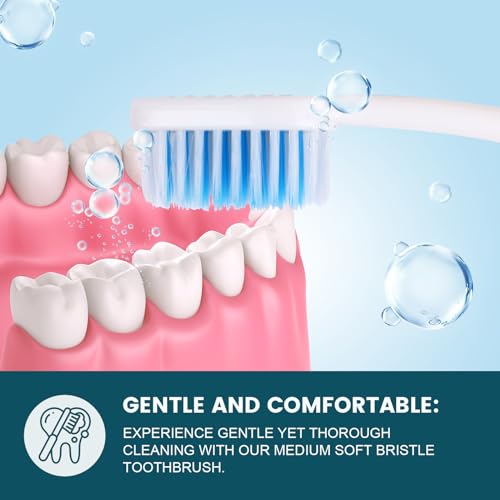 Navona 30 PCS Premium Individually Wrapped Bulk Toothbrush Pack, Disposable Toothbrushes, Kids Toothbrush, Medium Soft Bristle Toothbrushes, Ergonomics Handle, Perfect for Travel Hotel Donation