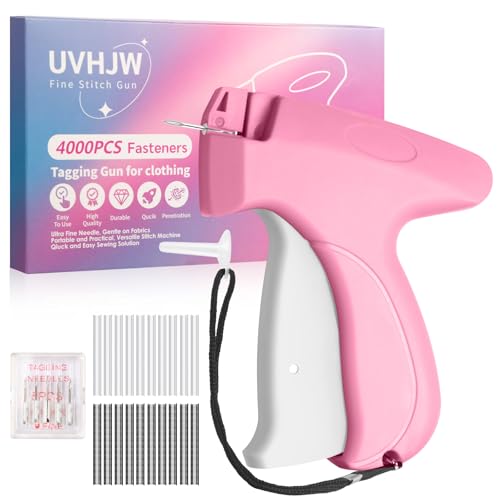 Stitch Gun for Clothing, Stitchy Gun Quick Clothes Fixer, Dress Tagging Gun-Includes 2,000 Black Fasteners & 2,000 White Fasteners & 6 Needles