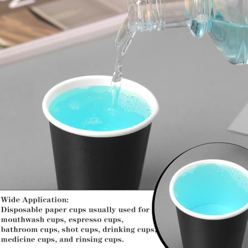 100 Pack 3 oz Disposable Paper Cups, Black Bathroom Cups, Disposable Mouthwash Cups, Small Paper Cups for Bathroom Travel Picnics