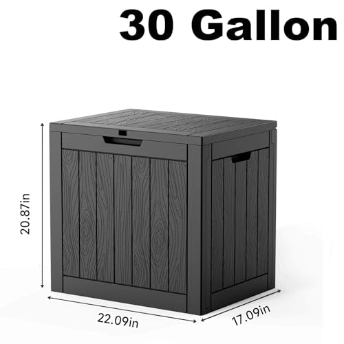 30 Gallon Outdoor Deck Box, Lockable Waterproof Outdoor Storage Boxes For Garden Tools,Indoor Cushions,Accessories Outside Storage Resin Weatherproof Container(Black)