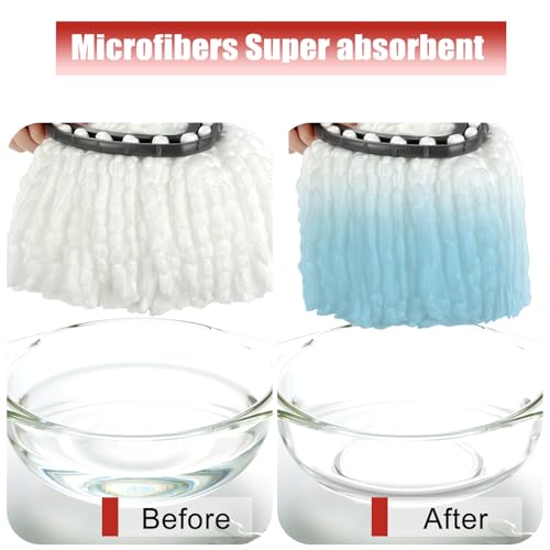 Mop Head Replacement, 3 Pack Spin Mop Refill Replace Head Compatible with O Cedar Easywring 1-Tank System, Great Cleaning Power, Microfiber, Helper Housework, Machine Washable Easy-to-Replace, White