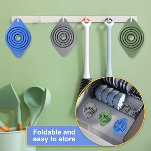 Kitchen Funnel Set 3 Pack,Funnels for Kitchen Use Filling Bottles,Silicone Funnel Collapsible,Small Funnels for Filling Small Bottles