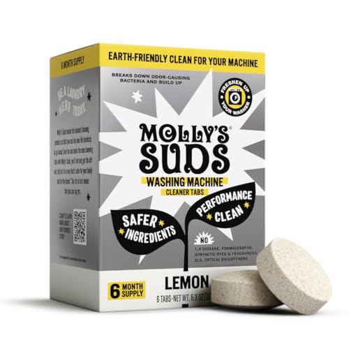 Molly's Suds Washing Machine Cleaner | Removes Odors & Grime from Front & Top Loader Machines, Including HE (Citrus - 6 Tablets)