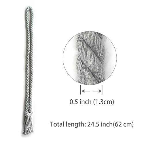 Natural Cotton Rope Tieback Decorative Holdbacks Farmhouse Rural Village Style Tassel Drapery Tieback, Grey 2 Pcs