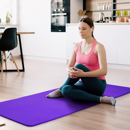 Fitvids Yoga Mat, 1/2-Inch Extra Thick High Density Exercise Mat, Anti-Tear Exercise Yoga Mat with Carrying Strap, Suitable for Various Yoga Exercises