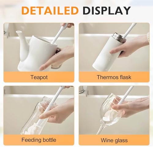 360° Flexible Silicone Bottle Brush with Long Handle, 2025 New Bottle Cleaning Brush, Deep Cleaning Brush for Narrow Neck Bottles, Water Bottles, Baby Bottles, Flasks Soft Bottle Brush (1PC)