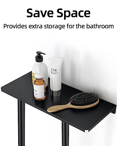 Towel Racks for Bathroom, Bathroom Towel Storage Wall Mounted 30 inch with Shelf Can Holds 6 Large Towels, Wall Towel Rack for Rolled Towels, Black