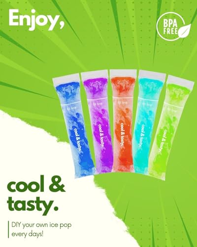 150 Disposable Popsicle Mold Bags with Zip Seals, 8x2" Freezer Tubes for DIY Ice Pops, Yogurt, Juice & Fruit Smoothies - Includes Funnel, BPA-Free, Ice Pop Molds