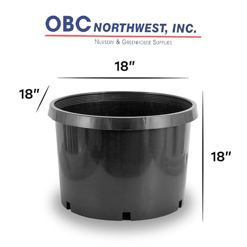 Pro Cal 10 Gallon Premium Nursery Plastic Planter Flower Herb Vegetable Garden Grow Pots with Drainage Holes for Outdoor and Indoor Use, Black, 5 Pack