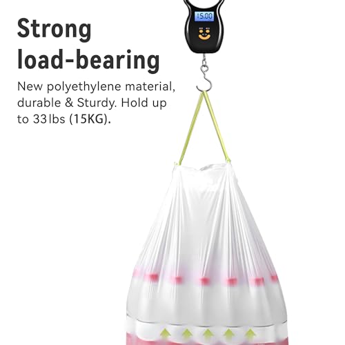 Ninestars Extra Strong White Trash Bags with Drawstring, Multiple Sizes 90 Count, Kitchen Drawstring trash bags 90 Trash Bags (21 gallon 90 ct)