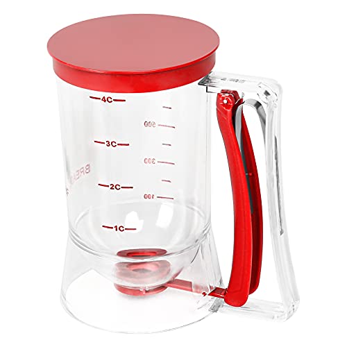 Batter separator Cupcakes Pancakes Cookie Cake Waffles Batter Dispenser cookie separator batter Cream Speratator Cup Measuring Baking Tools (red)