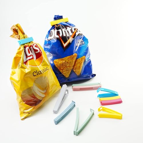 32 PCS Plastic Chip Clips for Food Packages, Curved Design Sealing Bag Clips for Food, Kitchen and Home, 2 Sizes(4.3inch x 20, 3.1inch x 12)