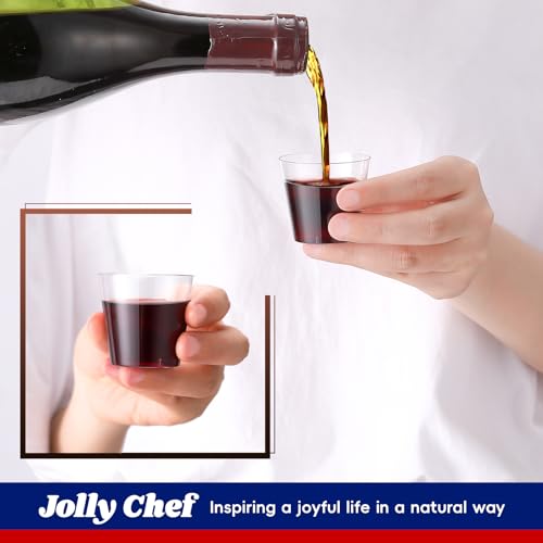 JOLLY CHEF 1000 Pack Plastic Shot Glasses,1 oz Disposable Cups 1 Ounce Tasting Cups Ideal for Whiskey, Wine Tasting,Food Samples
