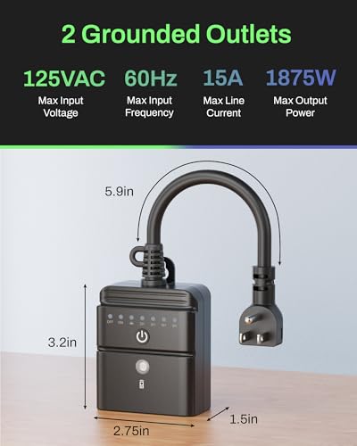 BN-LINK Outdoor Timer for Lights, 100FT Remote Control