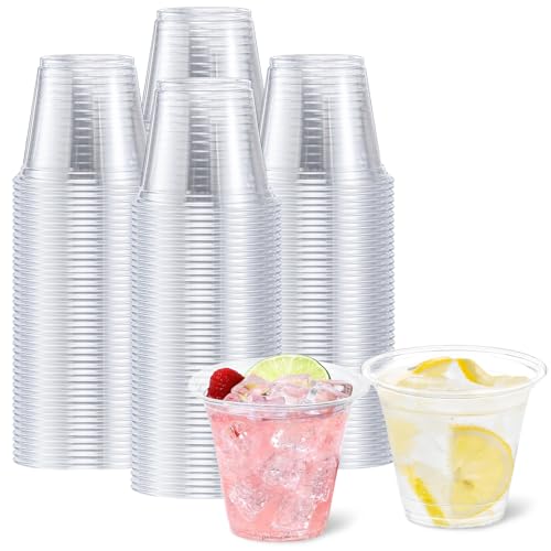 BYSNOW 250 Pack 9 oz Clear Plastic Cups, Disposable Cups for Party, Sturdy & Food Safe Plastic Wine Cups for Cocktail, Juice, Punch (9oz 250pack)