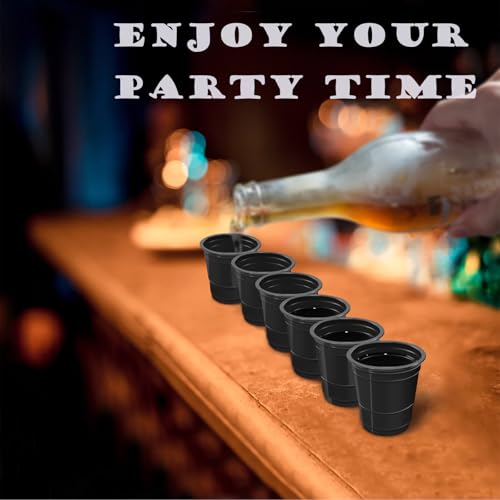 100ct 2oz Mini Black Shot Glasses, Disposable Small Plastic Cups for Parties, Weddings, Events – Bulk Pack
