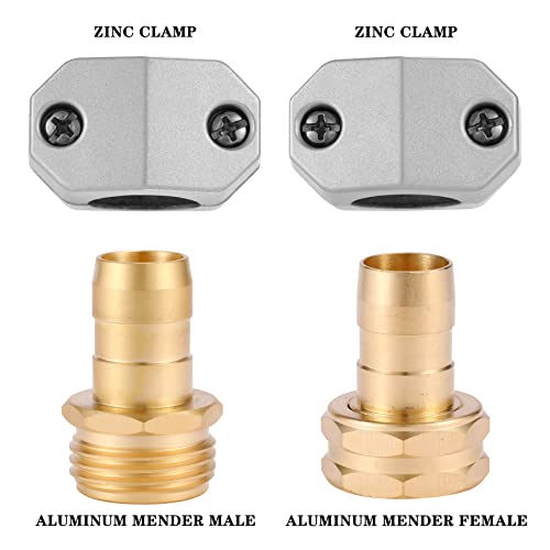 Zinc and Aluminum Male and Female Coupling, Fits All 5/8-Inch and 3/4-Inch Garden Hose Repair Fitting, 2 Pack(Female & Male)
