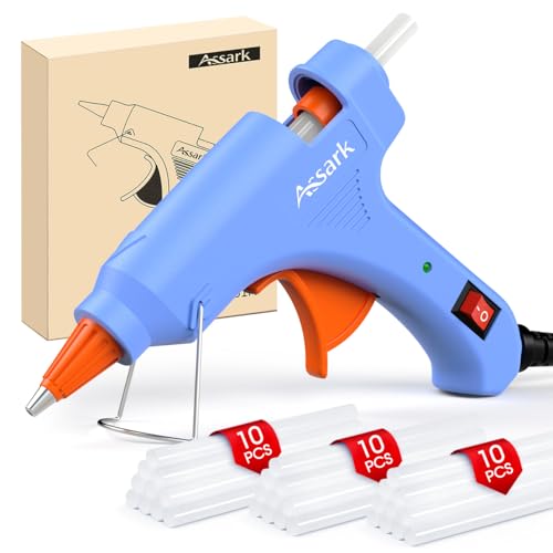 Assark 30W Mini Hot Glue Gun Kit with 30 Glue Sticks, Fast Preheating Hot Melt, High Temp for School Crafts DIY Arts and Quick Home Repairs, Blue