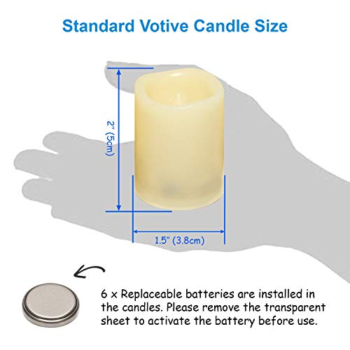 Flameless Flickering LED Votive Tealight Candles Battery Operated with Timer / 6 Hours On and 18 Hours Off Per Cycle, LED Tea Light Candles for