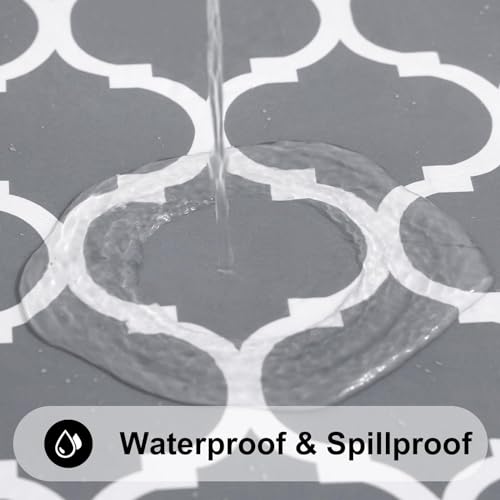 Smiry Rectangle Table Cloth, Waterproof Vinyl Tablecloths with Flannel Backing for Rectangle Tables, Wipeable Spillproof Plastic Tablecloth for Dining, Camping, Indoor and Outdoor (60"x84", Grey)