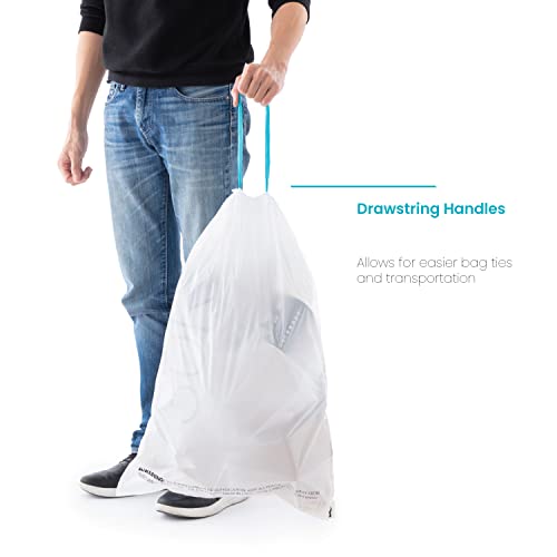 Home Zone Living 8 Gallon Kitchen Trash Bags with Drawstring Handles, Heavy Duty Custom Fit Design for 30 Liter Dual Recycling Liners, Code 30R, 60-Count