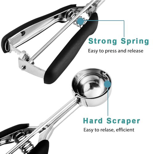Cookie Scoop 2 Tablespoon, Size #40 Cookie Dough Scoop, 2 Tbsp/ 30 ml/ 1 oz Cookie Scoops for Baking, Spring-Loaded, 18/8 Stainless Steel, Comfortable Grip