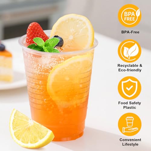 BYSNOW 7 oz Clear Plastic Cups, 500 Count Bulk, PP Clear Plastic Cups for Party with Higher Heat Resistance, Suit for Hot Beverages, Soda, Juice (7oz 500count)