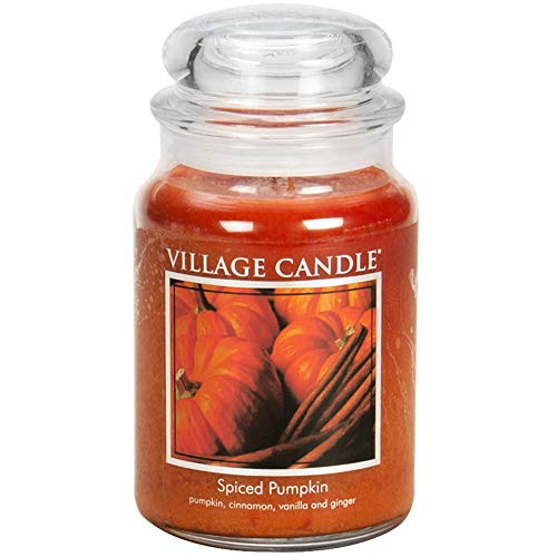 Village Candle Spiced Pumpkin Large Apothecary Jar, Scented Candle, 21.25 Oz