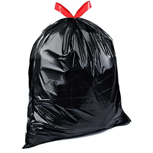 Basics Lawn & Leaf Drawstring Trash Bags, 39 Gallon, 40 Count, Black, Unscented