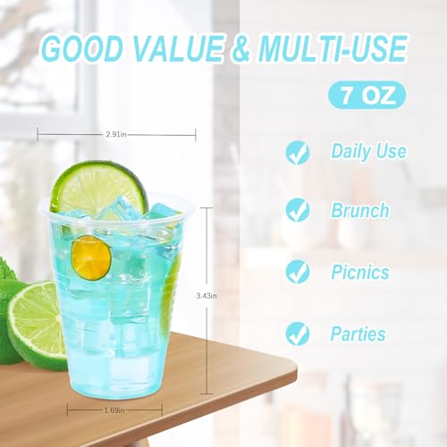 BYSNOW 7 oz Clear Plastic Cups, 500 Count Bulk, PP Clear Plastic Cups for Party with Higher Heat Resistance, Suit for Hot Beverages, Soda, Juice (7oz 500count)