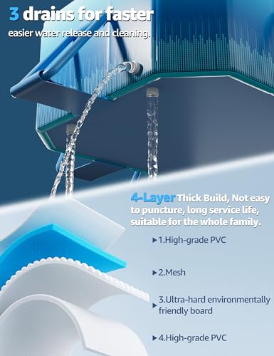 116" Foldable Pool for Kids & Adults,Blue | Non-Inflatable, Metal Frame, Thick PVC Collapsible, Swimming Pool for Kids Family Dogs,Outdoor Summer