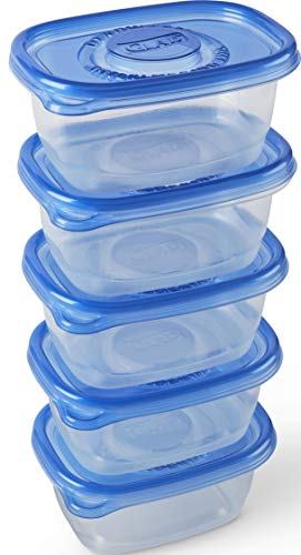 Glad GladWare Medium Rectangle Food Storage Containers with Lids, Airtight Leak-Resistant Plastic Containers for Soup Salad Meal Prep, Microwave Dishwasher Freezer Safe, 24 Oz, 5 Count