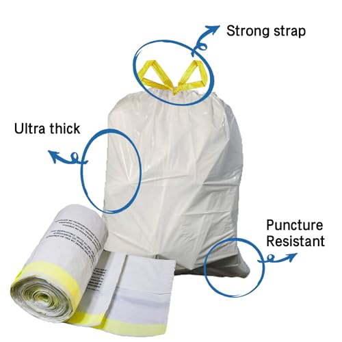 Large Trash Bags, Big Tall heavy duty 21 Gallon/ 50-90 Liter Drawstring Trash Bags, Easy-Dispense Leaf Roll, tear-free design, Extra-Strong Unscented 30 Count for Kitchen & Household & Commercial.