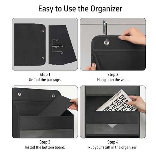 TYMENSH Over the Door Organizer for Bedroom Bathroom Pantry, 5 Shelf Black