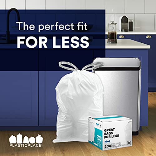 Plasticplace Custom Fit Trash Bags, Compatible with Simplehuman Code Q (50 Count), 13-17 Gallon Drawstring Garbage Liners, Heavy Duty Tear-Resistant