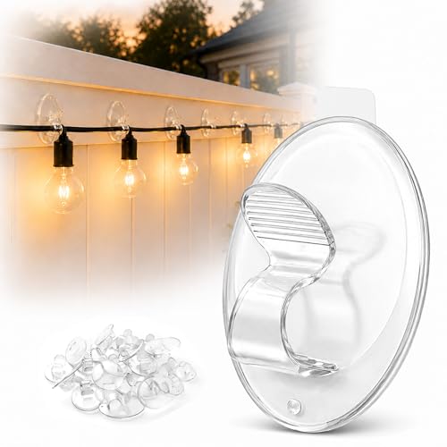 Outdoor String Lights Adhesive Hooks - 20Pcs Clips 3X Stronger Adhesion