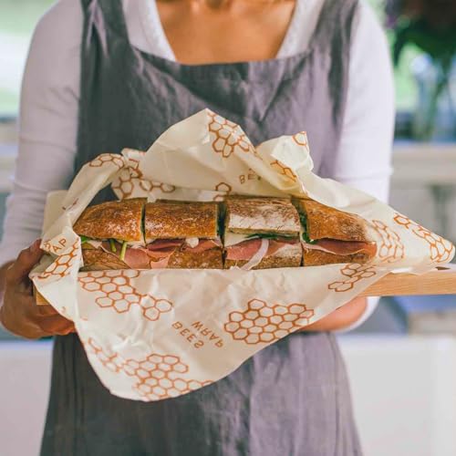 Bee's Wrap Beeswax Wraps for Bread - Beeswax Bread Wrap for Sourdough & Bread Storage - Plastic Free Made in USA Reusable Natural Food Wrap - Honeycomb