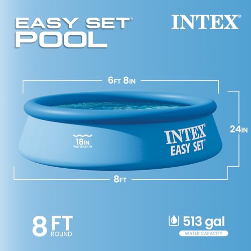 INTEX Easy Set 8 ft x 24in Above Ground Pool, Round Inflatable Swimming Pool, Pump Not Included