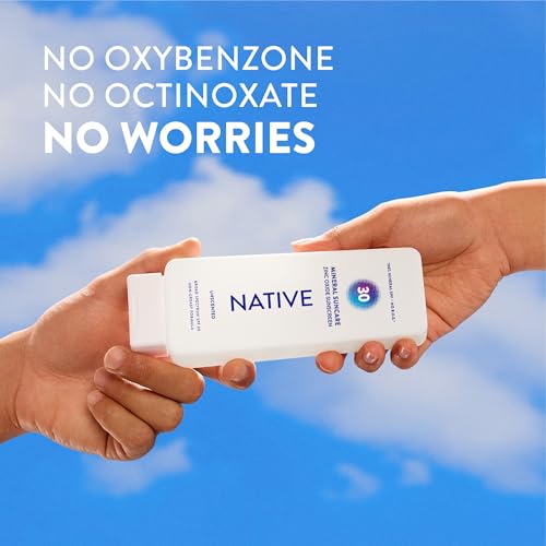 Native Mineral Sunscreen Lotion SPF 30, Unscented, with 100% Mineral Zinc Oxide for Face & Body, Hawaii Compliant, Vegan, No White Cast - 7 oz