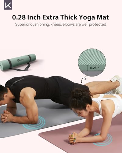 KEEP Yoga Mat - Premium 7mm Thick Exercise Mat, Anti-Tear 32'' Extra Wide Fitness Mat with Strap for Men & Women, Non Slip Pilates Mat for Home Yoga, Pilates, Gym, Stretching, Floor & Fitness Workouts