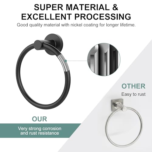 SetSail Towel Holder for Bathroom Wall Matte Black Towel Ring Stainless Steel Hand Towel Holder Heavy Duty Towel Hanger for Bath, Kitchen
