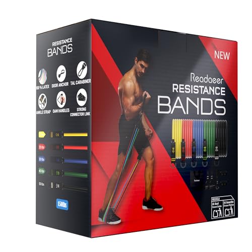 Readaeer Resistance Bands, Exercise Bands for Working Out, Work Out Bands with Handles for Men and Women for Indoor and Outdoor Sports, Fitness, Suspension, Speed Strength, Training, Home Gym,Yoga