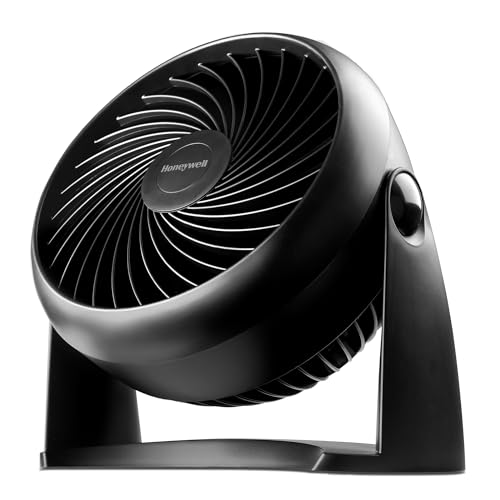 Honeywell TurboForce Air Circulator, Small Tabletop Fan, Quiet Personal Fan for Home or Office, 3 Speeds, 90 Degree Pivoting Head, Black, HT900