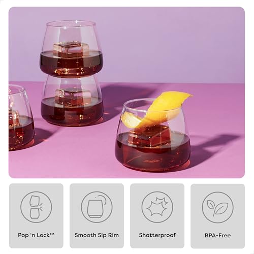 TOSSWARE POP 12oz Rocks SET OF 12, Premium Quality, Recyclable, Unbreakable & Crystal Clear Plastic Cocktail Glasses, 12 Count (Pack of 1)