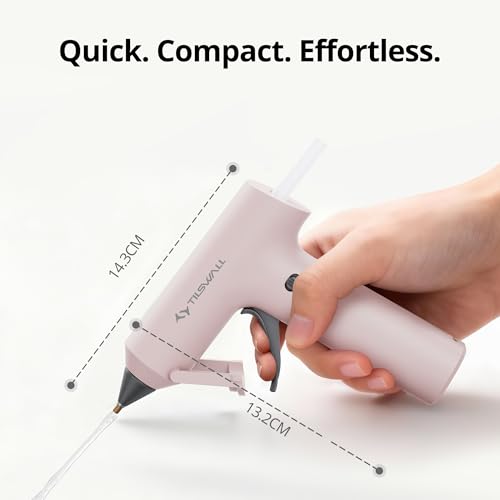 Tilswall Cordless Hot Glue Gun, Fast Preheating with 2000mAh Built-in Battery Hot Melt Glue Gun, 20 Premium Glue Sticks, Mini Glue Gun Ideal for Crafts, DIY Gift, Repairs Pink