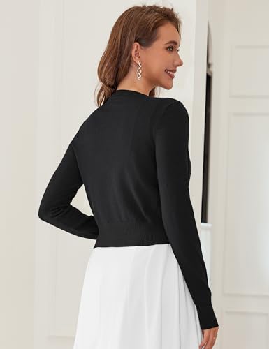 LETDIOSTO Cropped Cardigan Bolero Shrug for Women, Button Down Long Sleeve Knit Sweater for Dresses,for Jeans, XS to XL